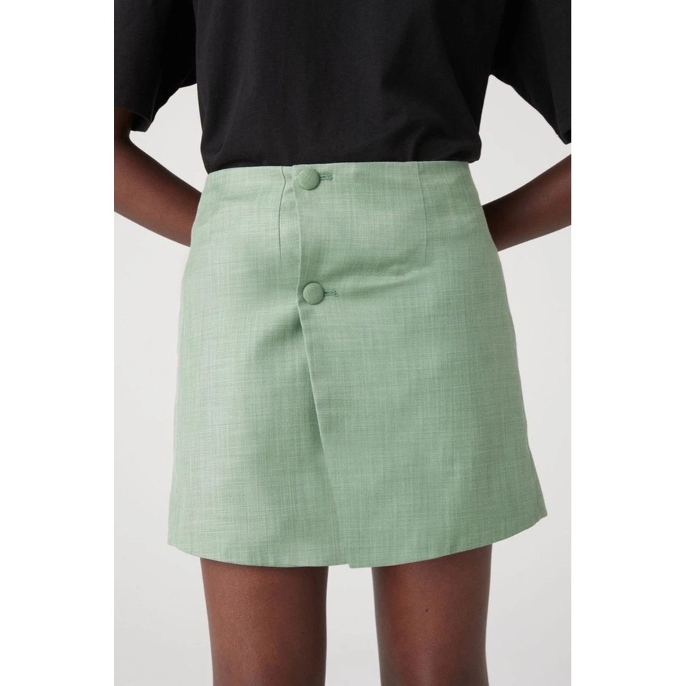 ATOIR Lara Worthington Grass Green Wrap Mini Skirt XS NWT Lined Button Detail